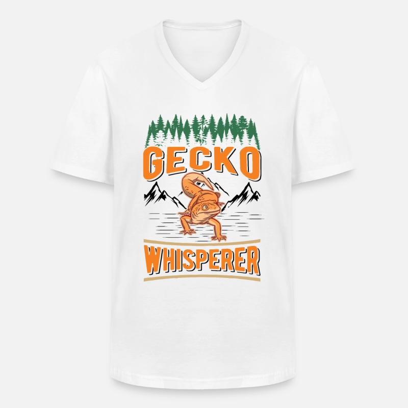 Geckoflüsterer Gecko Whisperer Leopardgecko - Männer-T-Shirt mit V-Ausschnitt - Weiß