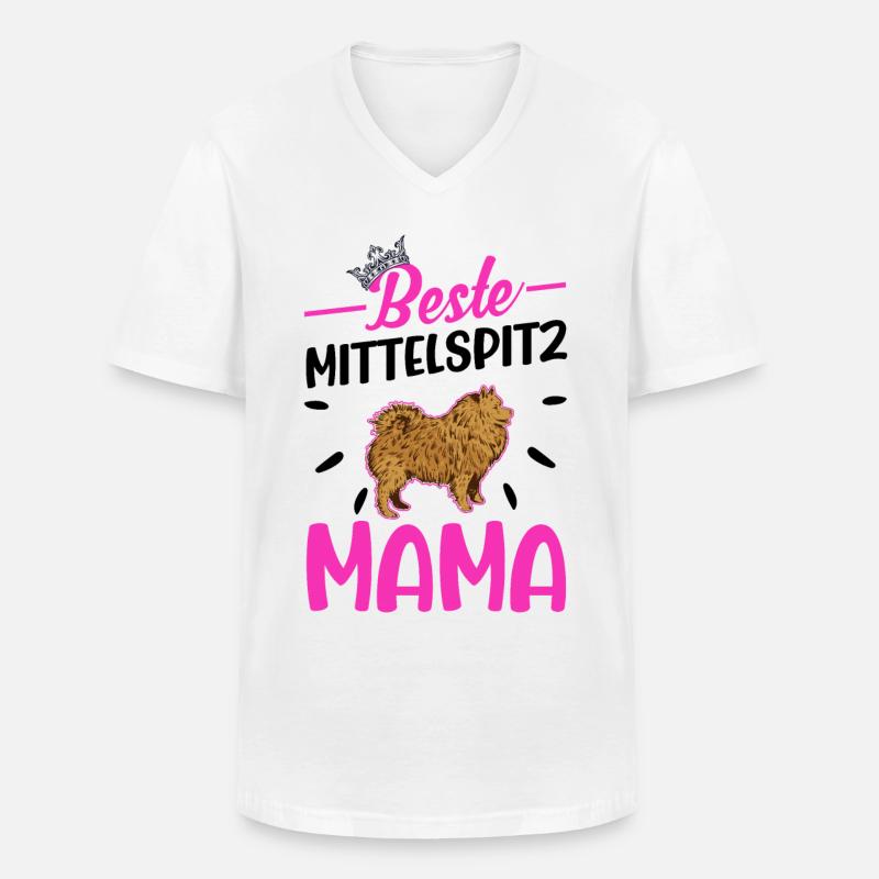 Beste Mittelspitz Mama - Männer-T-Shirt mit V-Ausschnitt - Weiß