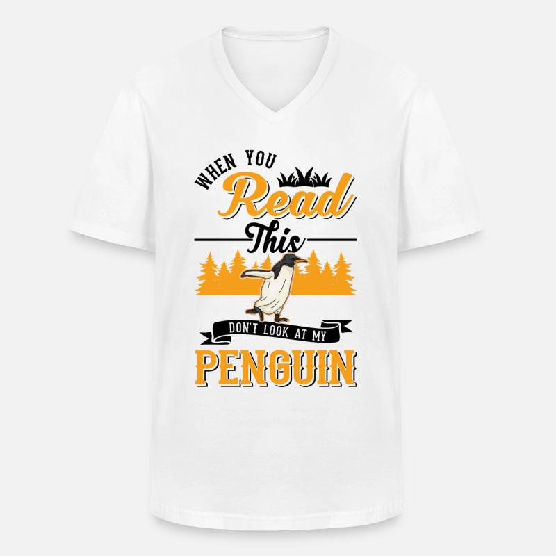 Pinguin Geschenk Penguin - Männer-T-Shirt mit V-Ausschnitt - Weiß