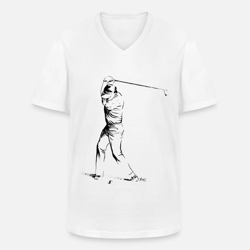 Bild eines Golfers während des Spiels - Männer-T-Shirt mit V-Ausschnitt - Weiß