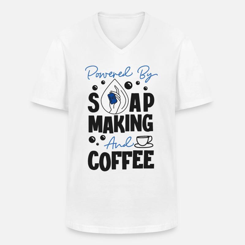 Soap Making Crafting Powered By - Männer-T-Shirt mit V-Ausschnitt - Weiß