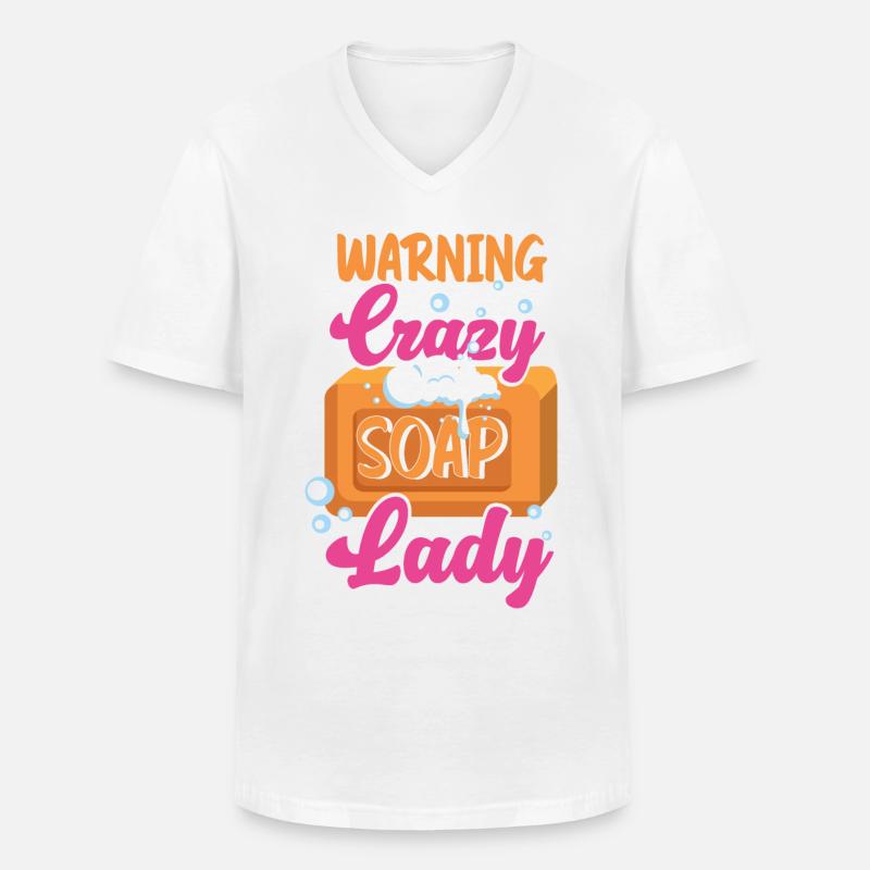 Soap Making Crafting Warning Crazy - Männer-T-Shirt mit V-Ausschnitt - Weiß