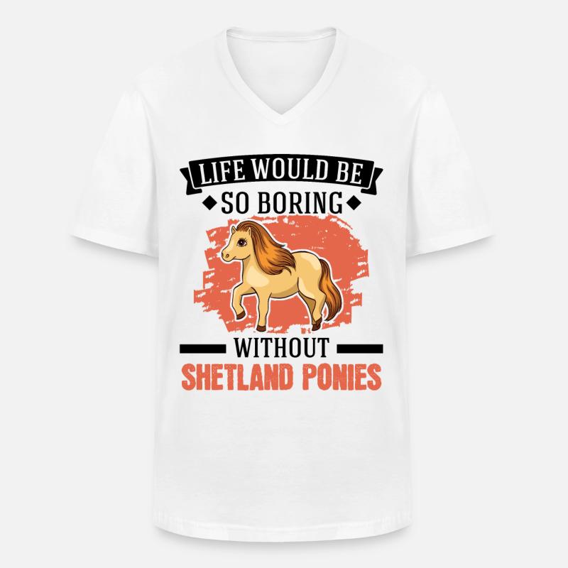 Shetland Pony Geschenk Shetty - Männer-T-Shirt mit V-Ausschnitt - Weiß