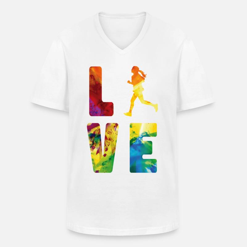 Running Runner Half Marathon - Männer-T-Shirt mit V-Ausschnitt - Weiß