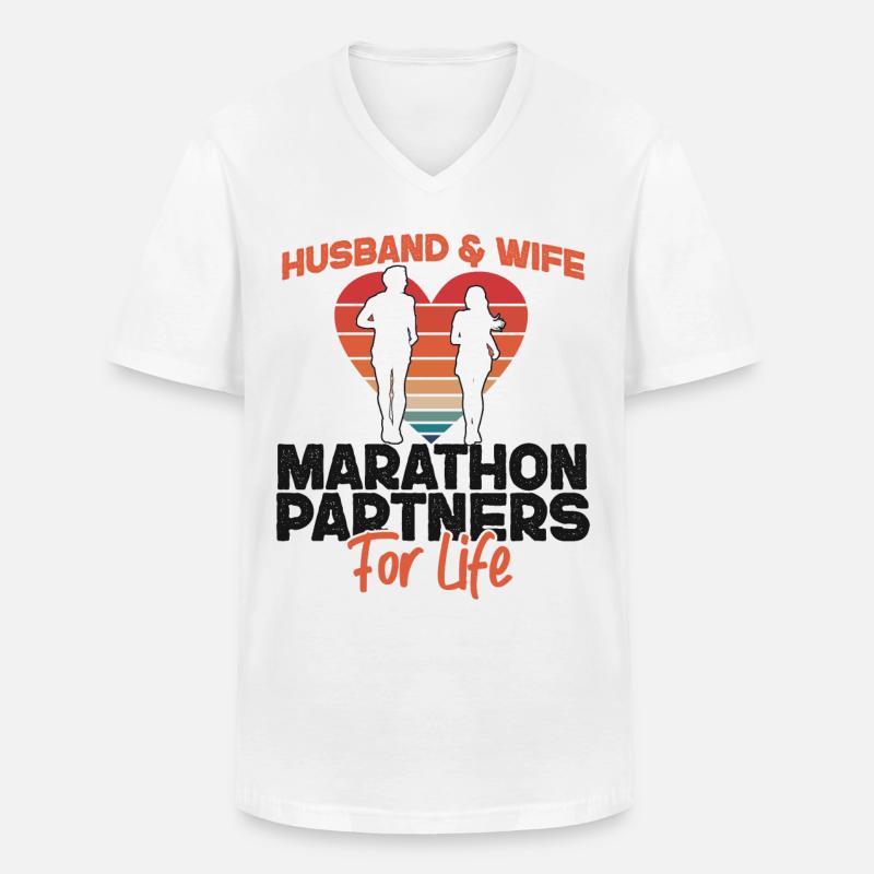 Running Runner Half Marathon - Männer-T-Shirt mit V-Ausschnitt - Weiß