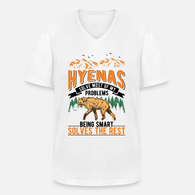 Hyäne Geschenk Erdwolf Hyena - Männer-T-Shirt mit V-Ausschnitt - Weiß