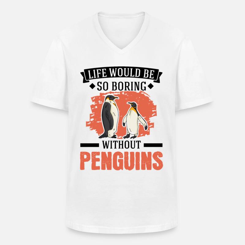 Pinguin Geschenk Penguin - Männer-T-Shirt mit V-Ausschnitt - Weiß