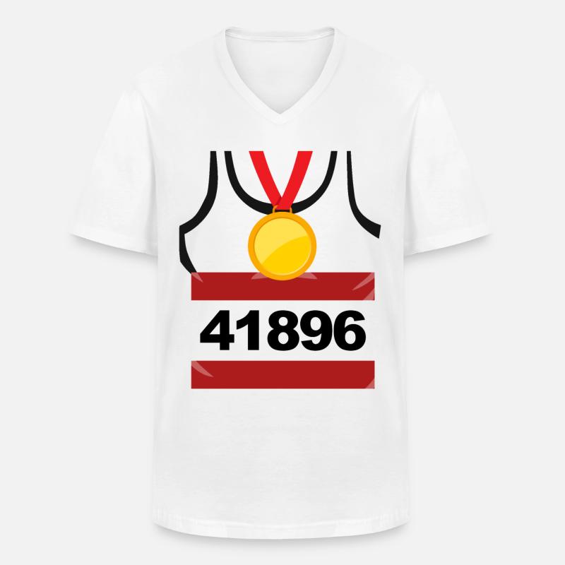 Running Runner Half Marathon - Männer-T-Shirt mit V-Ausschnitt - Weiß