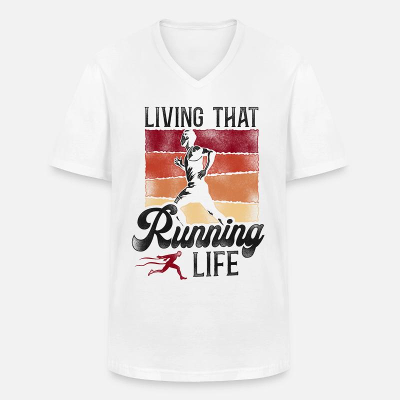 Running Runner Half Marathon - Männer-T-Shirt mit V-Ausschnitt - Weiß