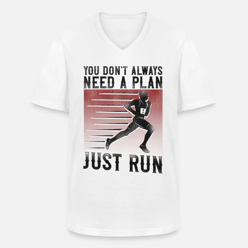 Running Runner Half Marathon - Männer-T-Shirt mit V-Ausschnitt - Weiß
