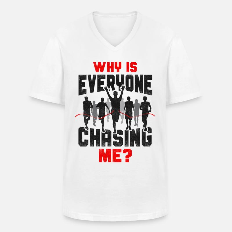 Running Runner Half Marathon - Männer-T-Shirt mit V-Ausschnitt - Weiß