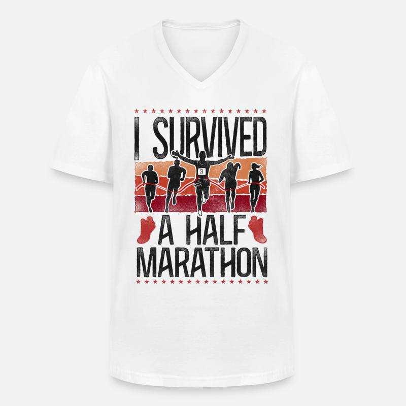 Running Runner Half Marathon - Männer-T-Shirt mit V-Ausschnitt - Weiß