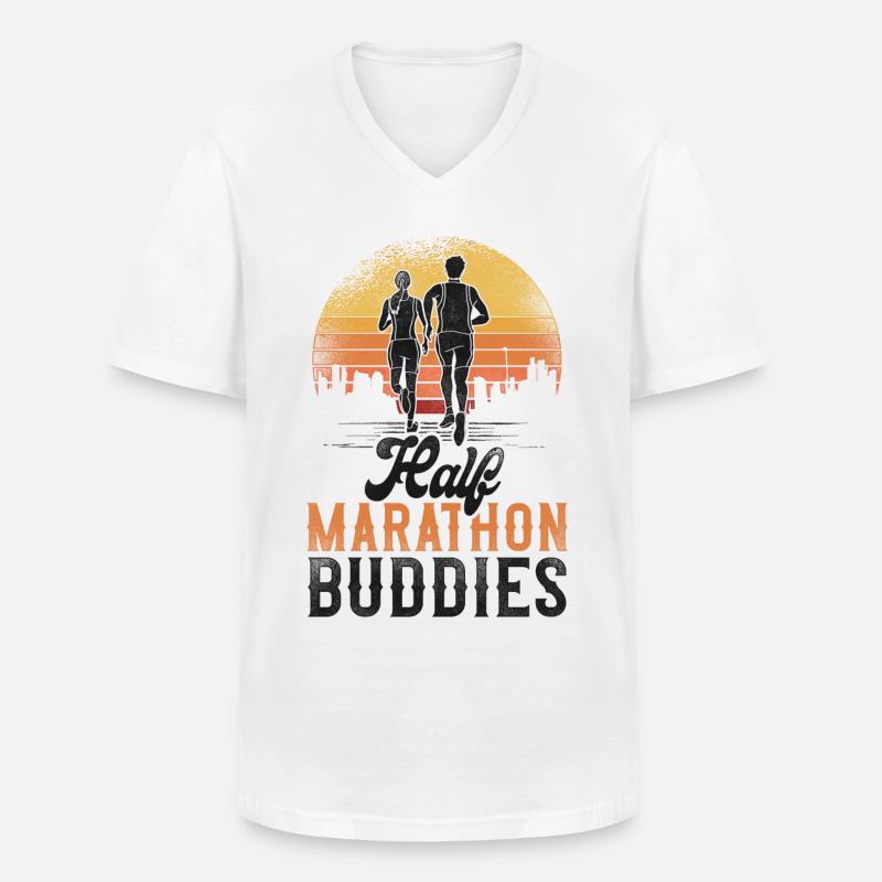 Running Runner Half Marathon - Männer-T-Shirt mit V-Ausschnitt - Weiß