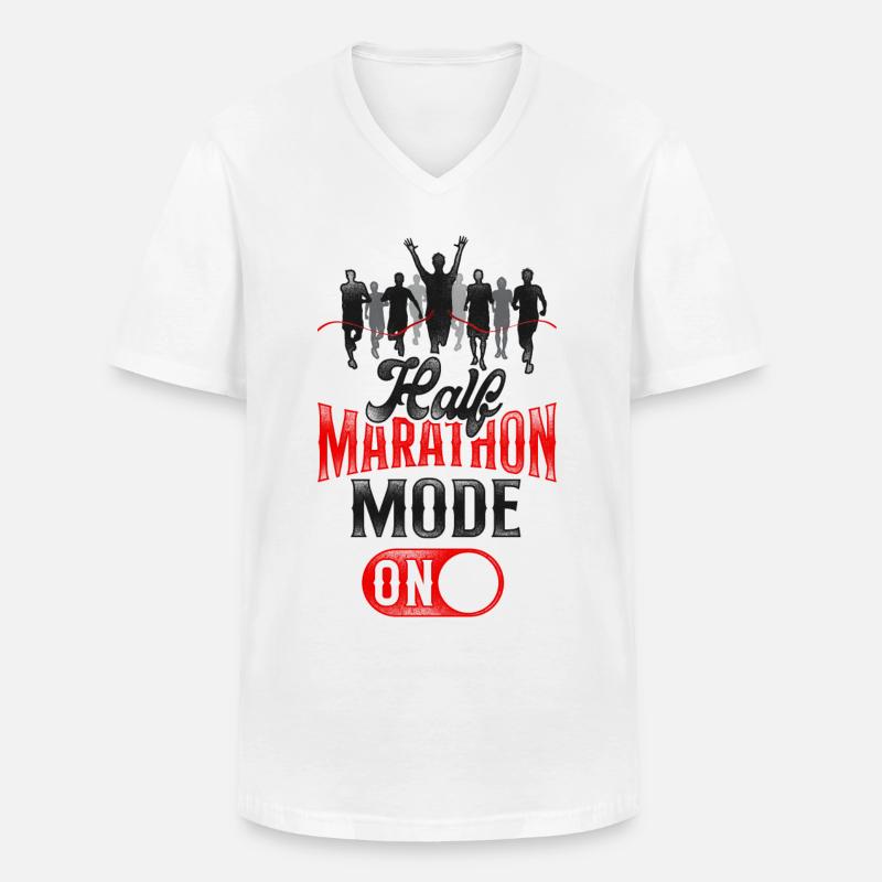 Running Runner Half Marathon - Männer-T-Shirt mit V-Ausschnitt - Weiß
