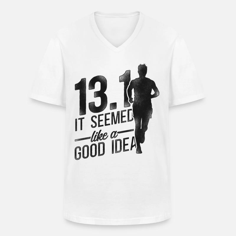 Running Runner Half Marathon Half - Männer-T-Shirt mit V-Ausschnitt - Weiß