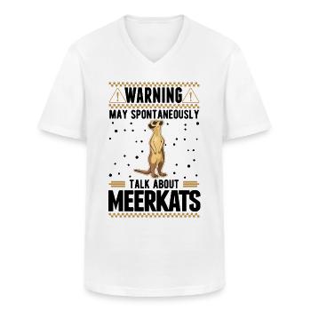 Avertissement Peut parler spontanément des suricates - T-shirt col V Homme - blanc - Devant - AI Model Male 185 light (185cm)