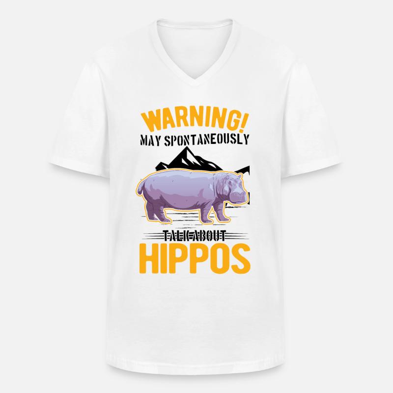 Warnung Nilpferd Hippo Flusspferd - Männer-T-Shirt mit V-Ausschnitt - Weiß