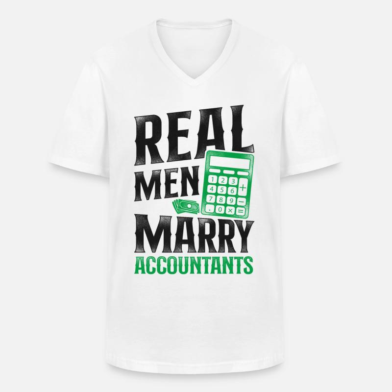 Mariage comptable comptable - T-shirt col V Homme - blanc