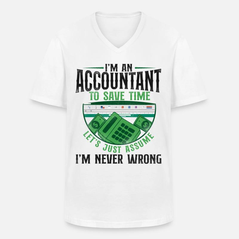 Comptable Comptable Comptable Comptabilité - T-shirt col V Homme - blanc