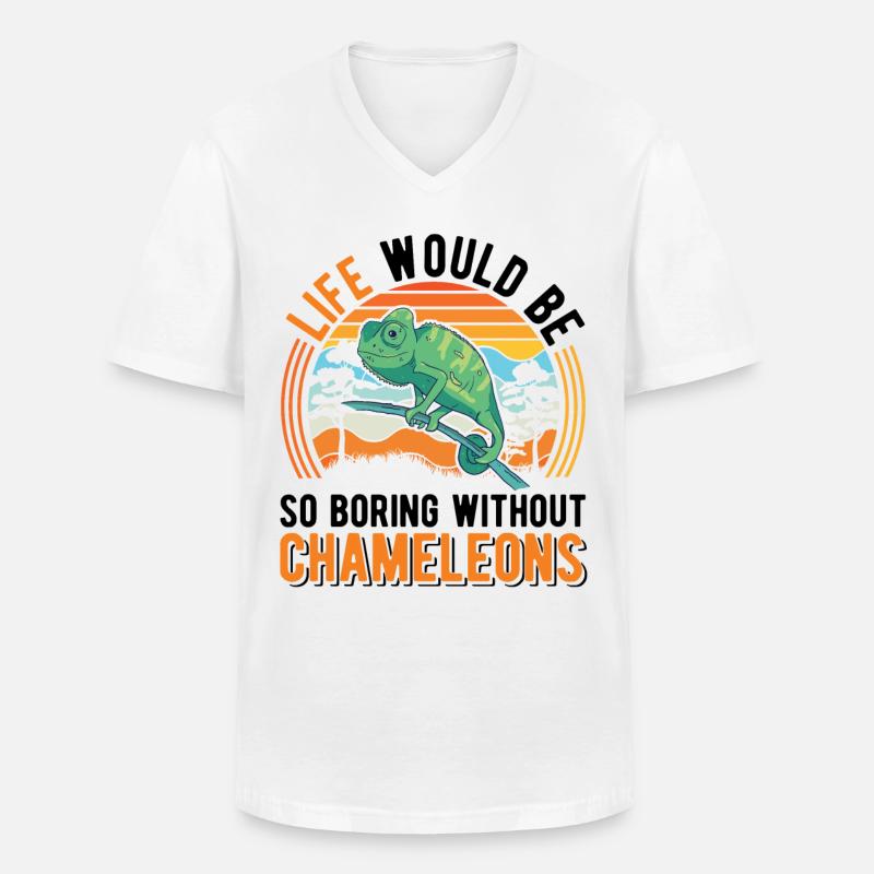 Chamäleon Geschenk Chameleon - Männer-T-Shirt mit V-Ausschnitt - Weiß
