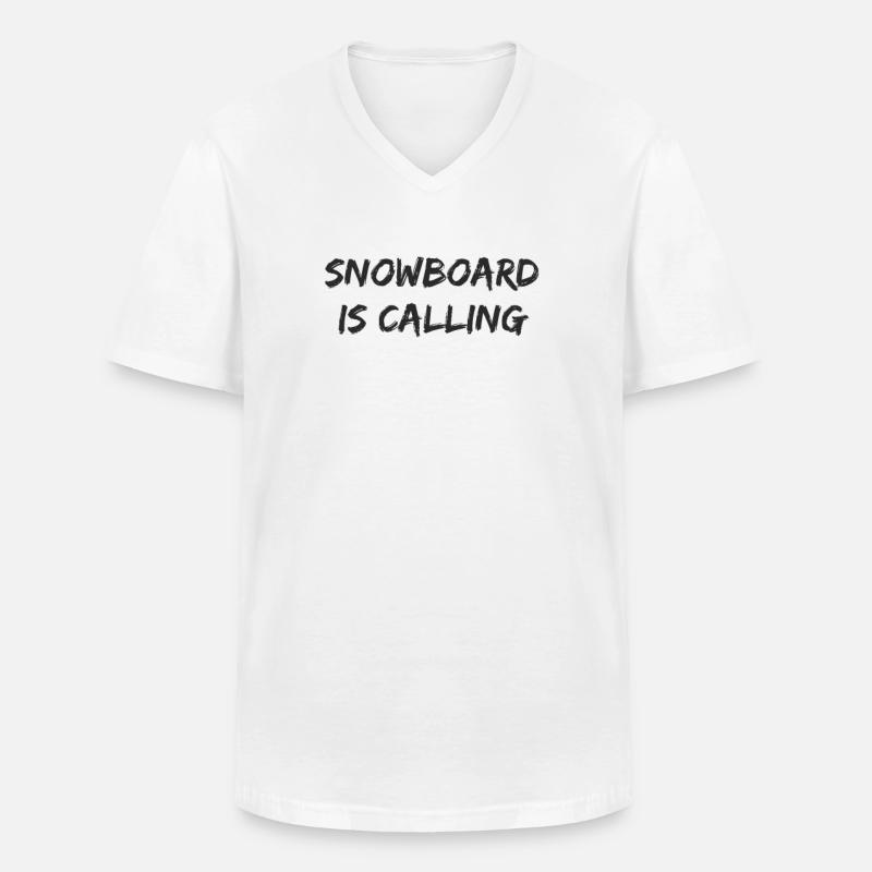 Snowboard - Snowboard is calling - Männer-T-Shirt mit V-Ausschnitt - Weiß