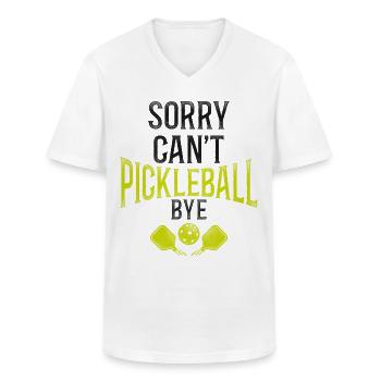 Pickleball Sorry. Cant. Pickleball - Men's V-Neck T-Shirt - white - Front - AI Model Male 185 light (185cm)