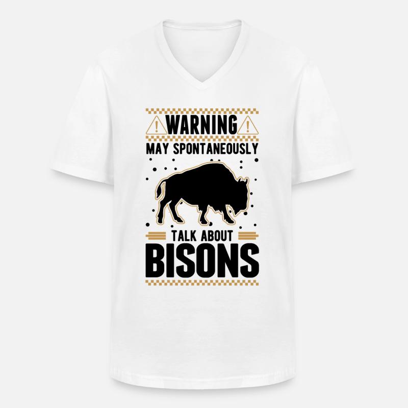 Warnung Büffel Bison Wasserbüffel - Männer-T-Shirt mit V-Ausschnitt - Weiß