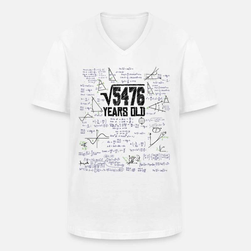 Radice quadrata di 5476 Math Nerd 74 ° compleanno - Maglietta da uomo classica con scollo a V - bianco