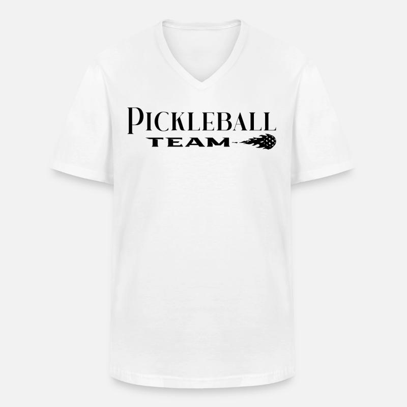 Pickleball - Männer-T-Shirt mit V-Ausschnitt - Weiß