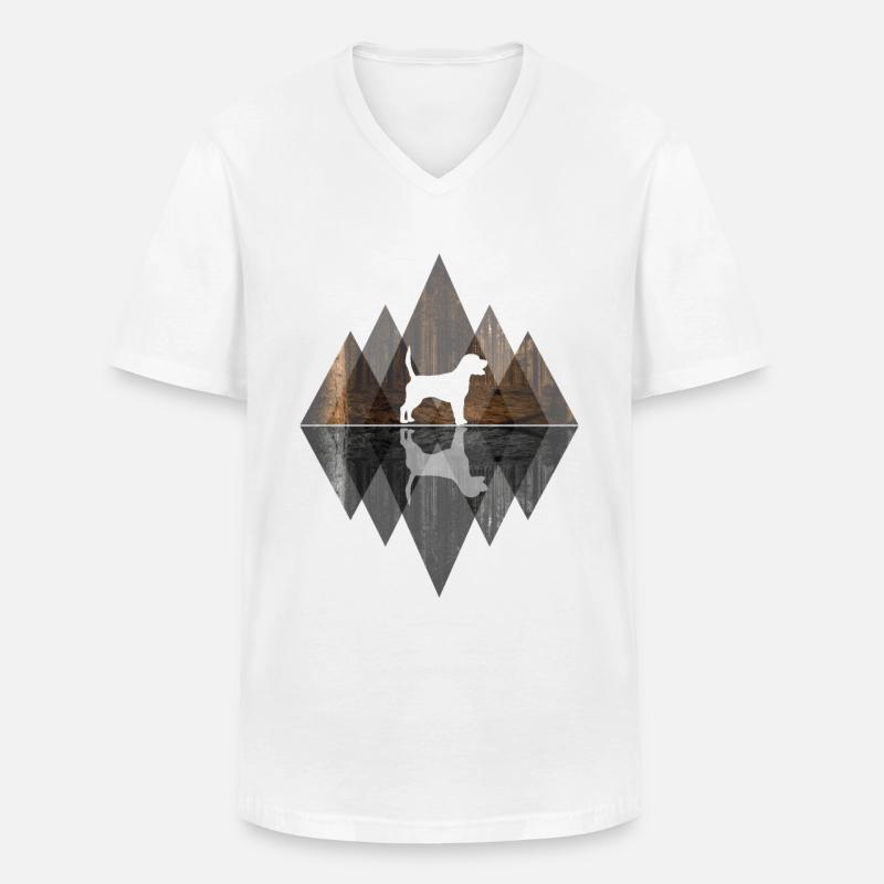 Beagle Abstract - Geometrisch - Männer-T-Shirt mit V-Ausschnitt - Weiß