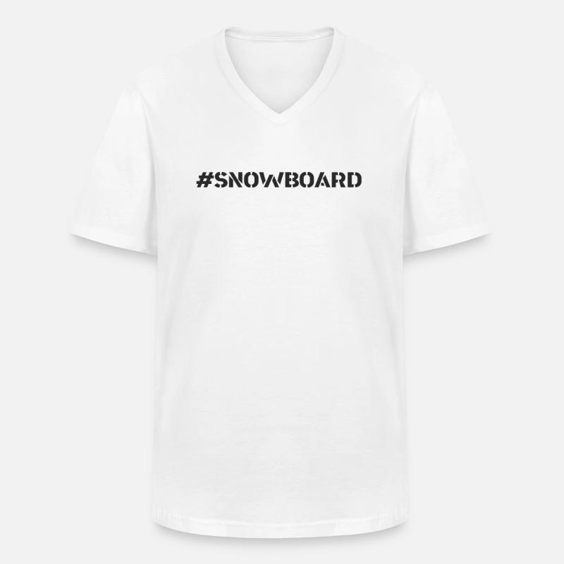 Snowboard - #Snowboard - Männer-T-Shirt mit V-Ausschnitt - Weiß