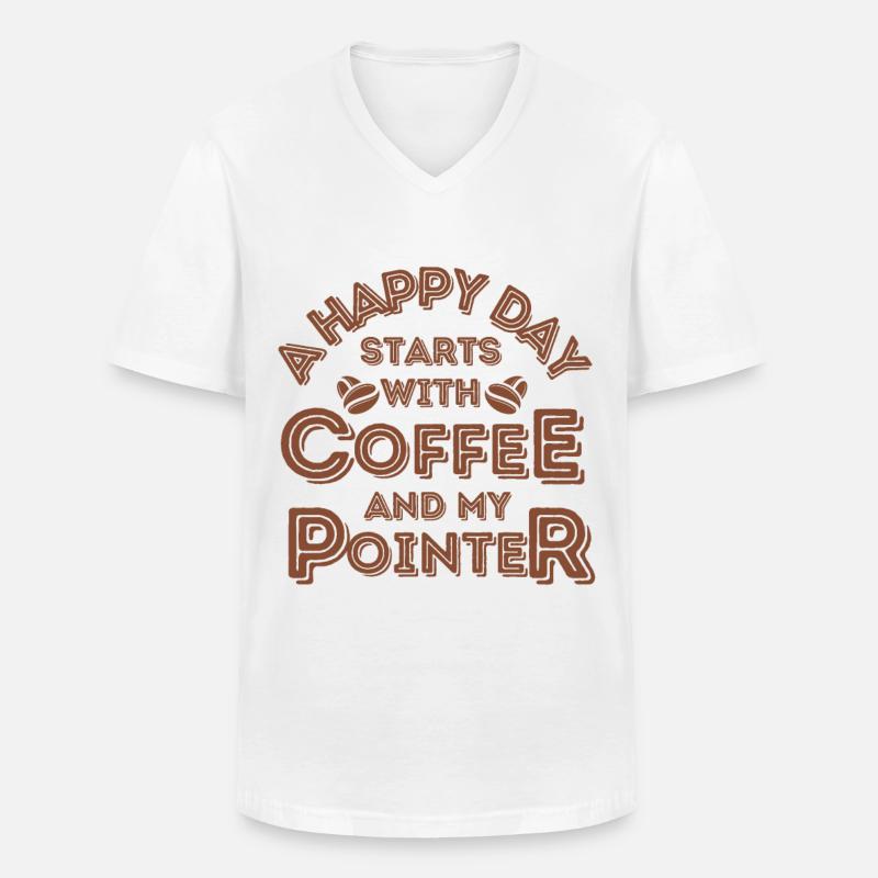 Pointer Kaffee Hund Cafe - Männer-T-Shirt mit V-Ausschnitt - Weiß