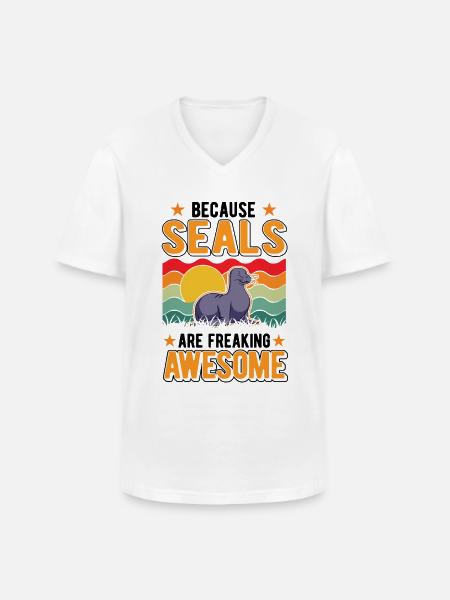 Robbe Gift Sea Lion - Men's V-Neck T-Shirt - white