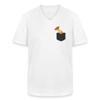 Trumpet Player Pocket - Männer-T-Shirt mit V-Ausschnitt - Weiß - Vorne - AI Model Male 185 light (185cm)