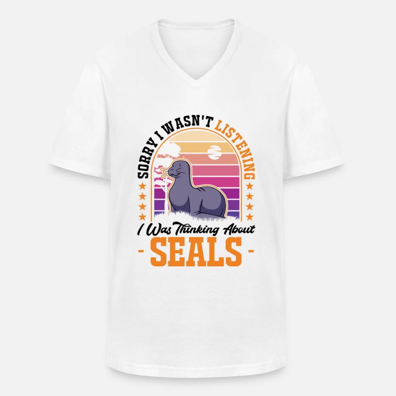 Robbe Geschenk Seelöwe - Männer-T-Shirt mit V-Ausschnitt - Weiß