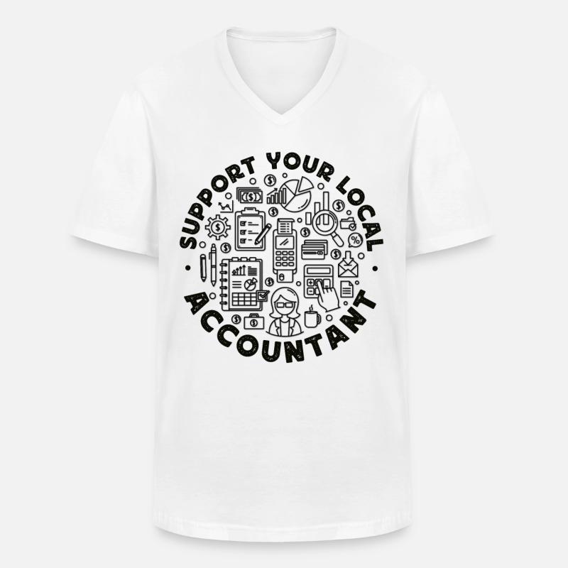 Comptable Comptable Comptable - T-shirt col V Homme - blanc