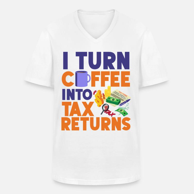 Comptable Comptable Comptable - T-shirt col V Homme - blanc