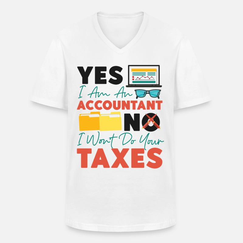 Comptable Comptable Comptable - T-shirt col V Homme - blanc