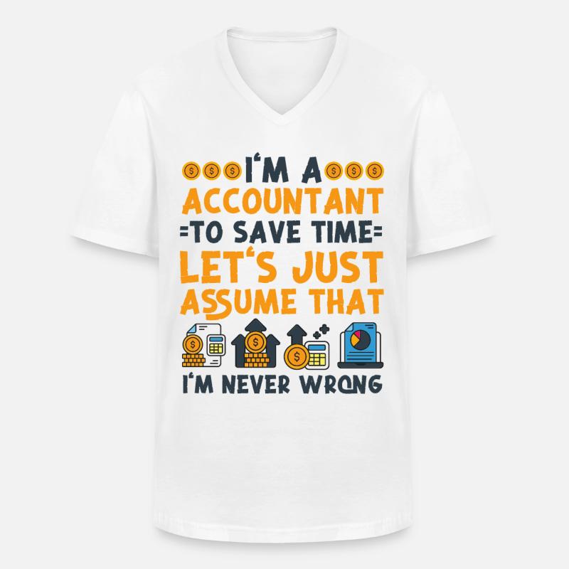 Comptable Comptable Comptable - T-shirt col V Homme - blanc