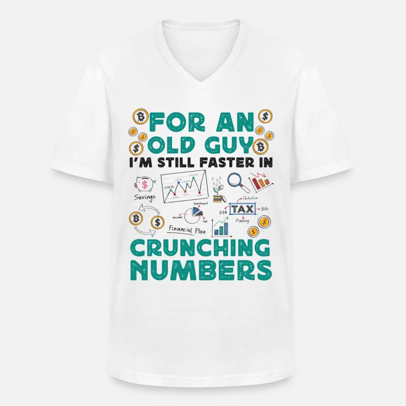 Comptable Comptable Comptable - T-shirt col V Homme - blanc