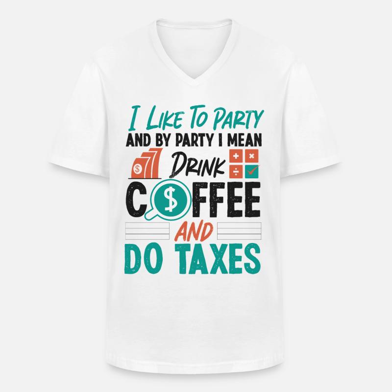 Comptable Comptable Comptable - T-shirt col V Homme - blanc