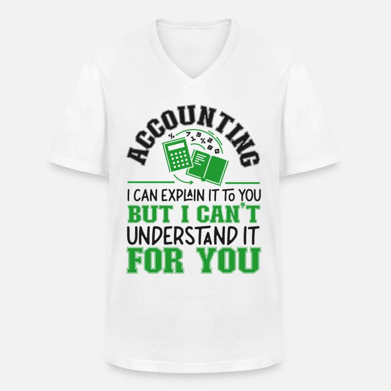 Comptable Comptable Comptable - T-shirt col V Homme - blanc