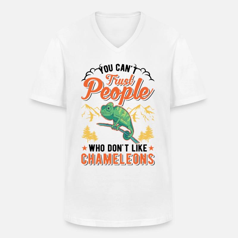Chameleon Gift Chameleon - Men's V-Neck T-Shirt - white