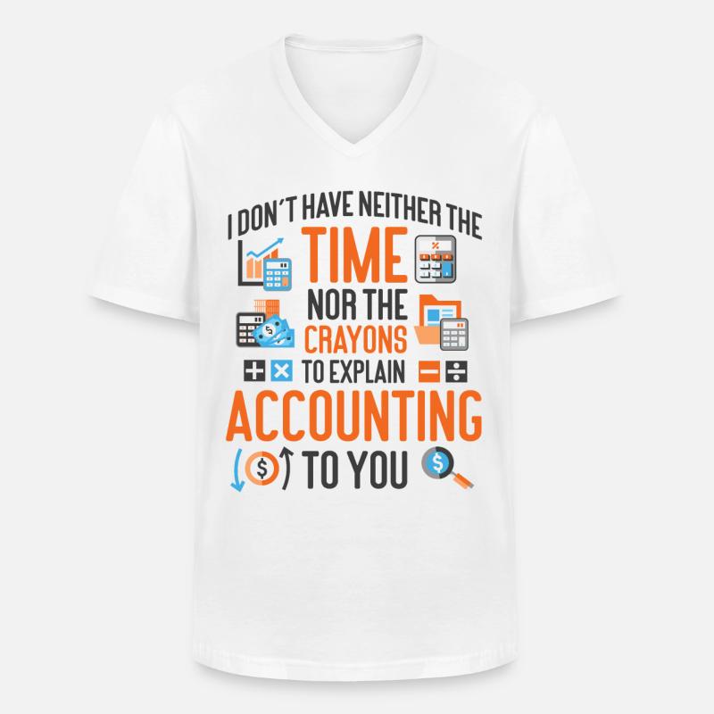 Comptable Comptable Comptable I - T-shirt col V Homme - blanc