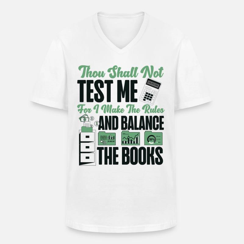 Comptable Comptable Comptable - T-shirt col V Homme - blanc