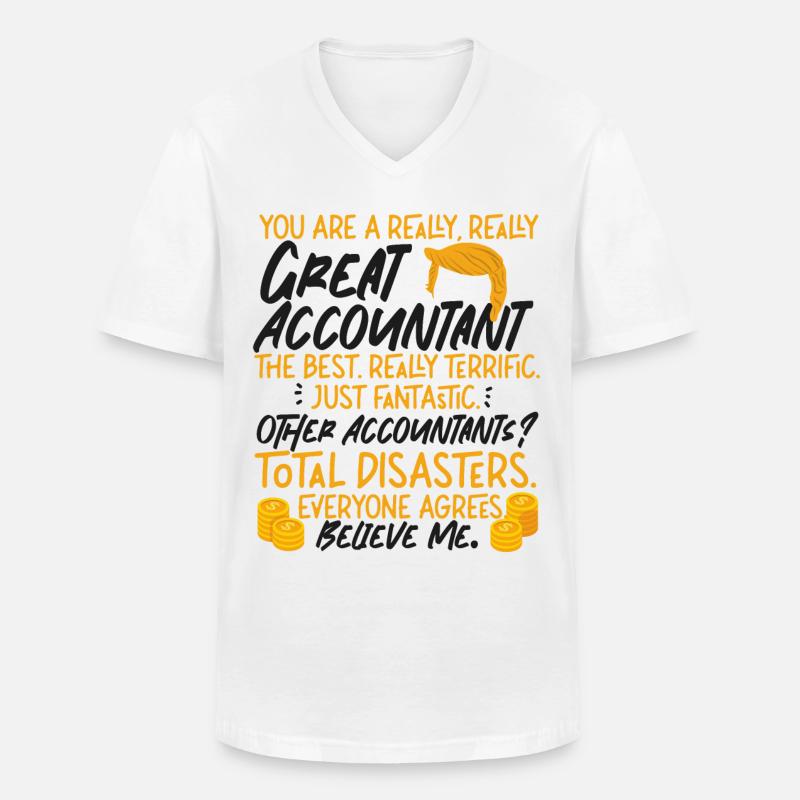 Comptable Comptable Comptable - T-shirt col V Homme - blanc