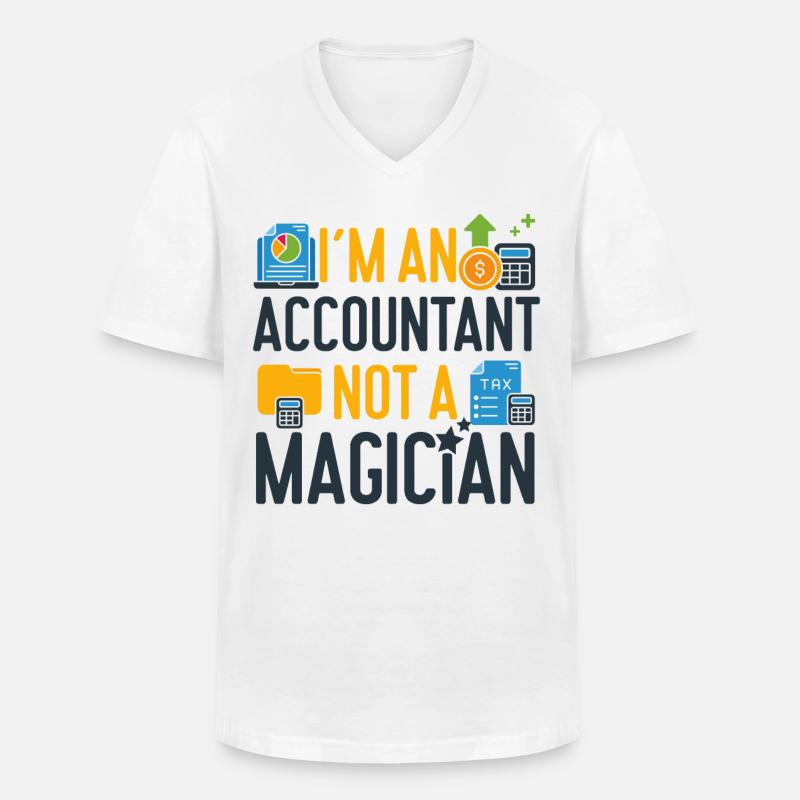 Comptable Comptable Comptable - T-shirt col V Homme - blanc