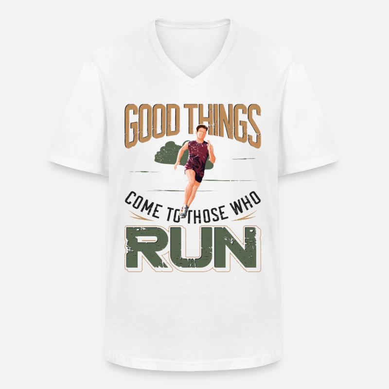 Running Runner Half Marathon - Männer-T-Shirt mit V-Ausschnitt - Weiß