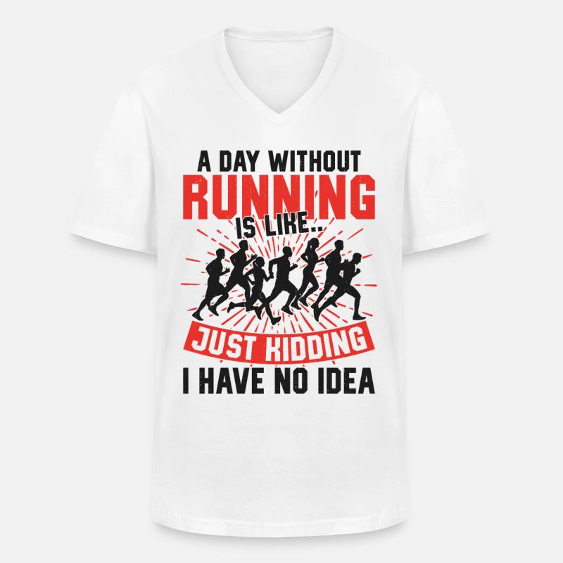 Running Runner Half Marathon - Männer-T-Shirt mit V-Ausschnitt - Weiß