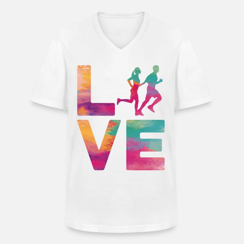 Running Runner Half Marathon - Männer-T-Shirt mit V-Ausschnitt - Weiß